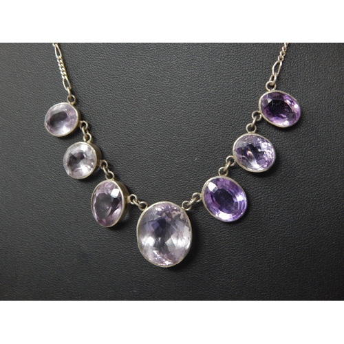 298 - Silver Necklace Set with Amethyst Coloured Stones together with a Victorian Silver Necklace with ext... 