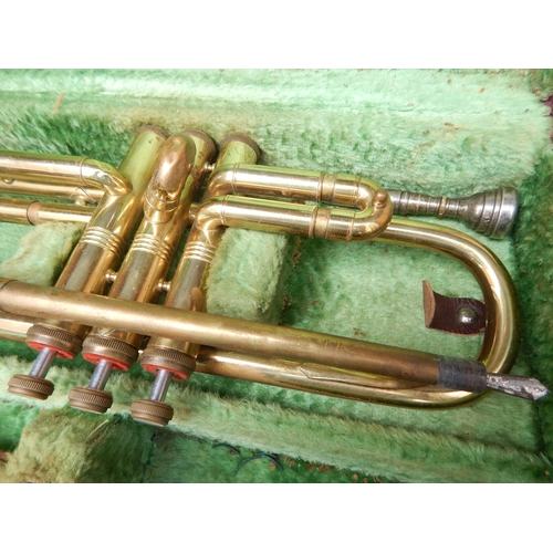 470 - Zenith Brass Trumpet, Mouthpiece & Cone in Fitted Case