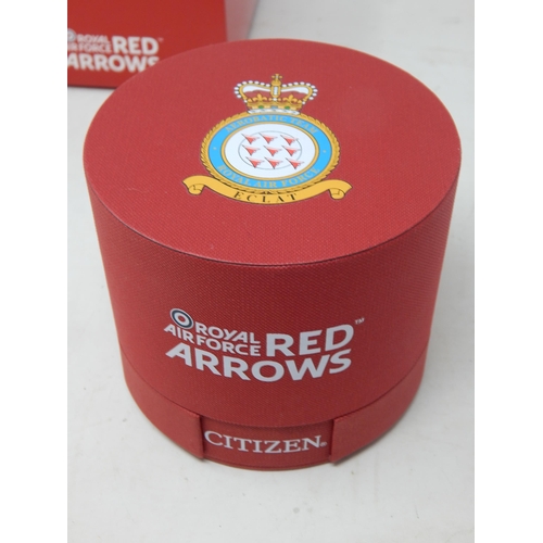 23K - Rare Royal Air Force Red Arrows Citizen Eco Drive Wristwatch with original case and outer card box. ... 