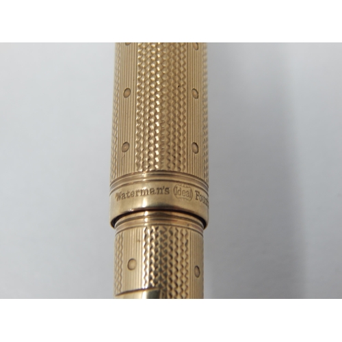 299D - 9ct Gold Watermans Ideal Fountain Pen Hallmarked London 1930 by Watermans with 14ct Gold Nib: Gross ... 