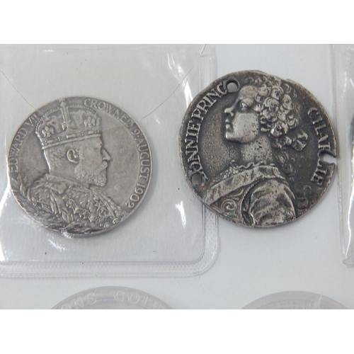 99D - 1706 Louis XIV Silver Sols Coin, Various Hammered Coins, Bonnie Prince Charlie Medallion etc