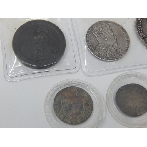 99D - 1706 Louis XIV Silver Sols Coin, Various Hammered Coins, Bonnie Prince Charlie Medallion etc