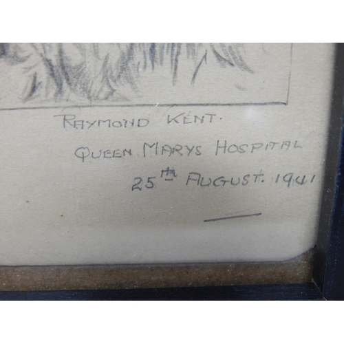 480 - Two WWII Pencil Drawings, Signed & Dated 1941 by Raymond Kent, Queen Marys Hospital