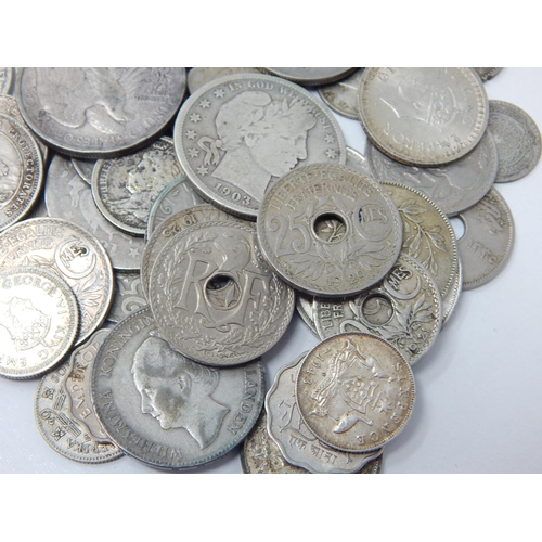 99H - A Quantity of Foreign Silver Coinage; Weight 196g