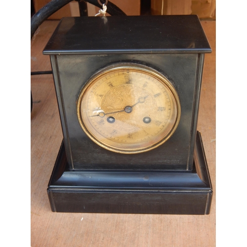 486 - Late 19th Century Marble Pendulum Clock Striking on a Bell: Complete with Key