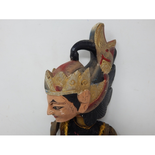 492 - Vintage Indian Carved Wooden Puppet in Jewelled Dress