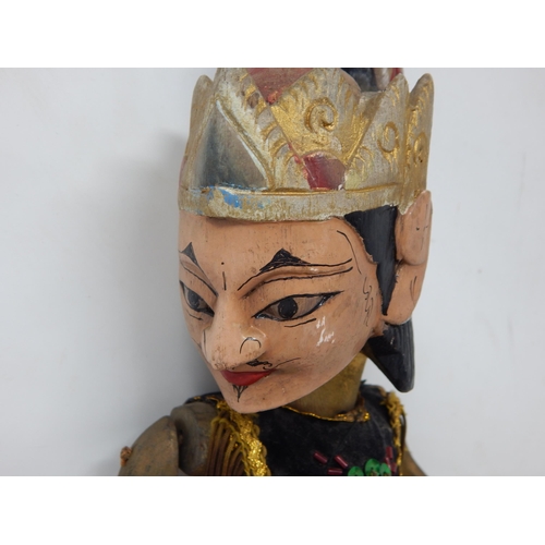 492 - Vintage Indian Carved Wooden Puppet in Jewelled Dress