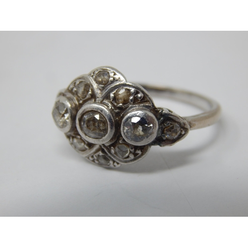 99O - Antique Platinum & Diamond Set Ring: Size L: Gross weight 4.0g