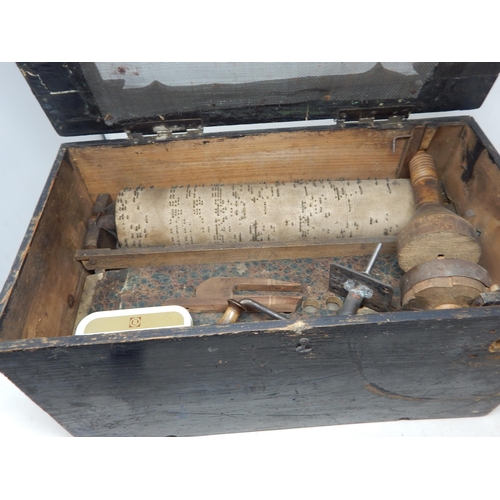 499D - Victorian Musical Box with Winder in need of tlc