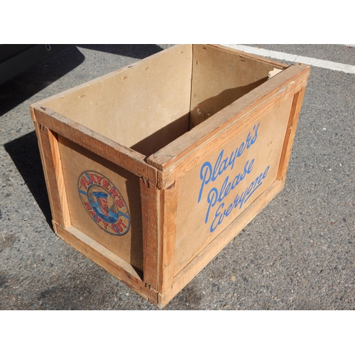 499B - Vintage Player's Cigarette Packing Crate with Decals: No Lid