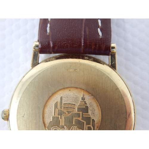 118 - Gentleman's 18ct Gold Omega De Ville Wristwatch with Date Aperture on Leather Strap with Box & Paper... 