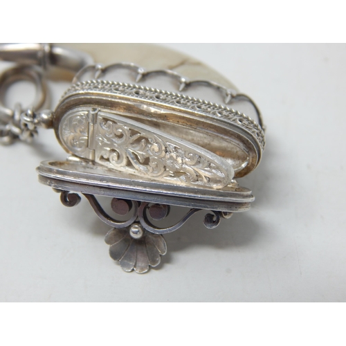 102 - C19th Indian Silver Mounted Tigers Claw Vinaigrette with Pierced Grille & Suspension Chain/Loop