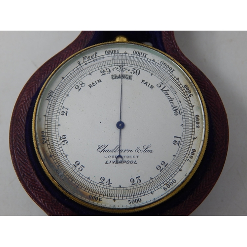 108 - C19th Chadburn & Son, Liverpool Compendium Barometer & Compass in original Morocco Leather Case.