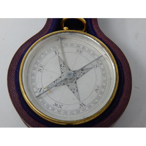 108 - C19th Chadburn & Son, Liverpool Compendium Barometer & Compass in original Morocco Leather Case.