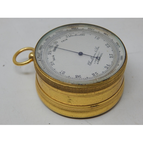 108 - C19th Chadburn & Son, Liverpool Compendium Barometer & Compass in original Morocco Leather Case.