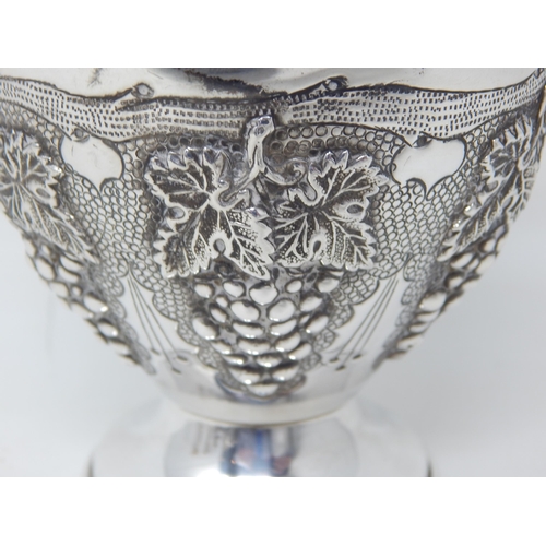 112 - Sterling Silver Vase of Tapering Bulbous Form Embossed with Vines & Grapes: Height 21.5cm: Weight 23... 