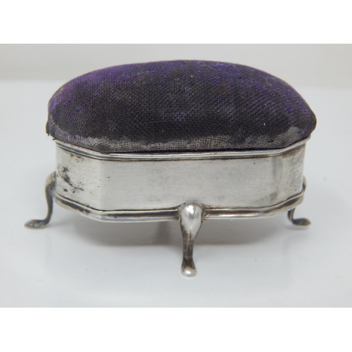 130 - Edwardian Silver Pin Cushion Hallmarked Birmingham 1910 by Cornelius Saunders & Frank Shepherd toget... 