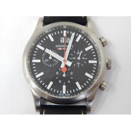 125 - Gentleman's Mondaine Swiss Railways Chronograph 40mm Wristwatch on Original Black Leather Strap in F... 