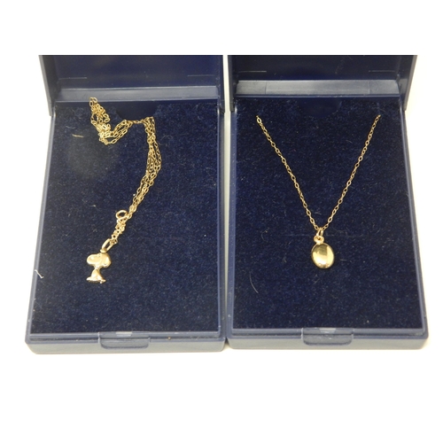 135 - Two 9ct Gold Pendants on 9ct Gold Chains: (one A/F)