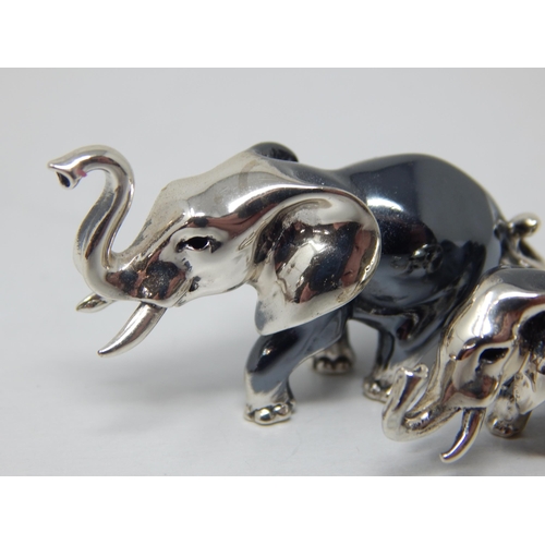 148 - A Set of Three Graduated Hallmarked Silver Elephants: Largest 4cm wide