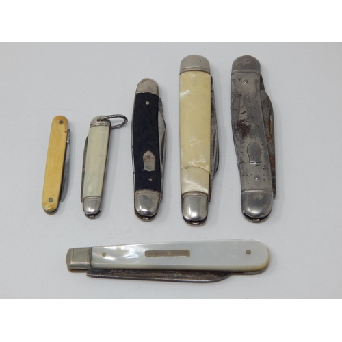 Silver Bladed Fruit Knife Hallmarked Sheffield 1919 together with Five Further Fruit/Pen Knives