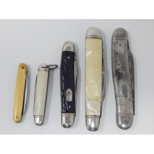 149 - Silver Bladed Fruit Knife Hallmarked Sheffield 1919 together with Five Further Fruit/Pen Knives