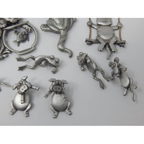 150 - A Large Quantity of Novelty Pewter Brooches (14)