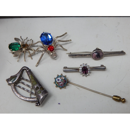 152 - A Quantity of Costume Jewellery & Silver  Including Hallmarked Silver Ring, Silver Harp Brooch, Silv... 