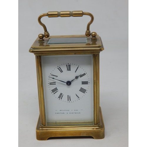 153 - 8 Day Key Wind Brass Carriage Clock with open top Escapement: Working when catalogued