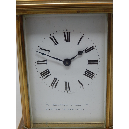 153 - 8 Day Key Wind Brass Carriage Clock with open top Escapement: Working when catalogued