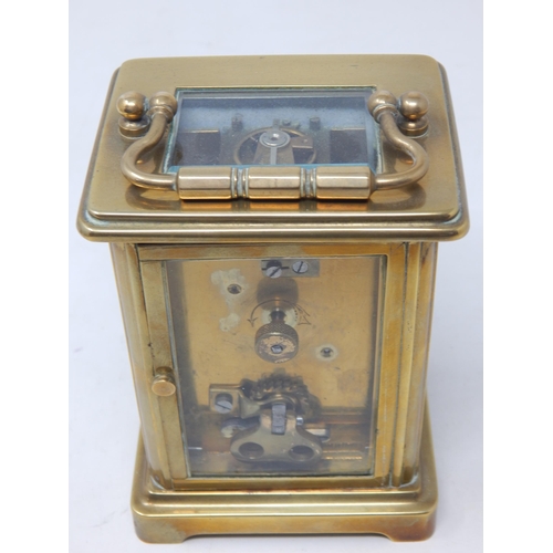 153 - 8 Day Key Wind Brass Carriage Clock with open top Escapement: Working when catalogued