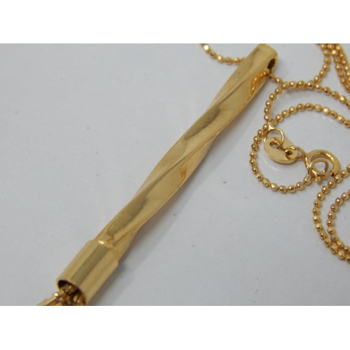 161 - 18ct Yellow Gold Pendant Necklace (44cm) with Candy Twist Shaped Pendant with Flowing Tassels: Weigh... 