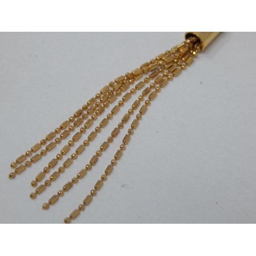 161 - 18ct Yellow Gold Pendant Necklace (44cm) with Candy Twist Shaped Pendant with Flowing Tassels: Weigh... 