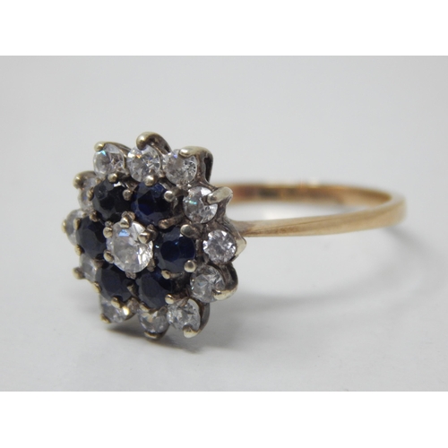 167 - 9ct Yellow Gold Gem Set Cluster Ring: Size O: Gross weight 3.67g