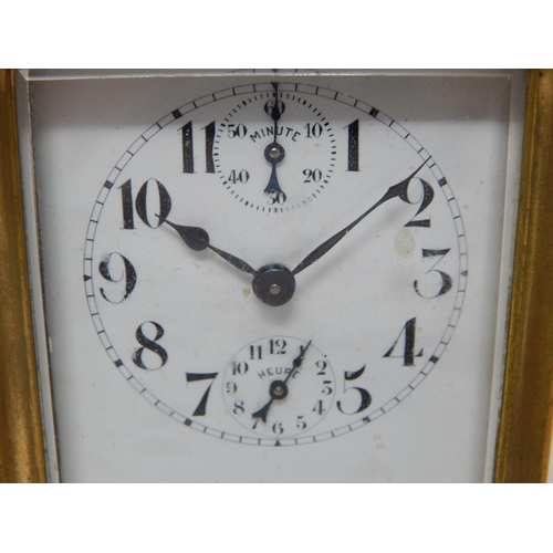 177 - French Brass Cased Carriage Clock with Alarm, The White Enamel Dial named E.F Depose with Subsidiary... 