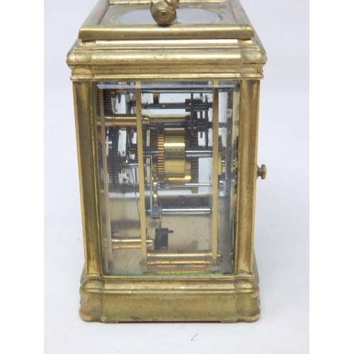 177 - French Brass Cased Carriage Clock with Alarm, The White Enamel Dial named E.F Depose with Subsidiary... 