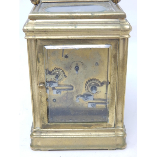 177 - French Brass Cased Carriage Clock with Alarm, The White Enamel Dial named E.F Depose with Subsidiary... 