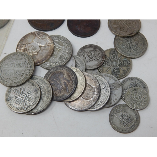 77 - A Wooden Cigar Box containing a quantity of UK coinage including pre-1947 silver (190g) QEII Coronat... 