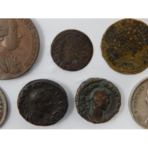 89 - Charles I Copper Farthing, Roman Coins, Silver Coinage, John Wilkinson Iron Master 1790 Token etc