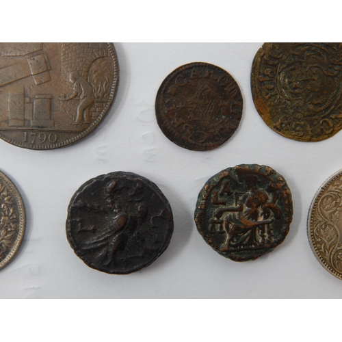 89 - Charles I Copper Farthing, Roman Coins, Silver Coinage, John Wilkinson Iron Master 1790 Token etc