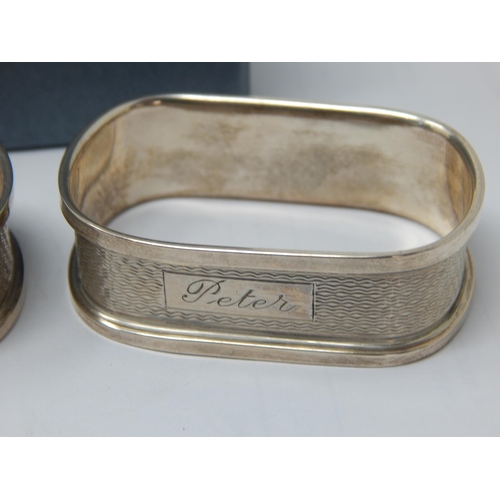 178 - A Pair of Silver Napkin Rings Hallmarked Birmingham 1955 by Broadway & Co in Fitted Case