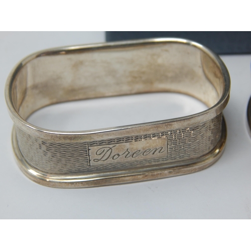 178 - A Pair of Silver Napkin Rings Hallmarked Birmingham 1955 by Broadway & Co in Fitted Case