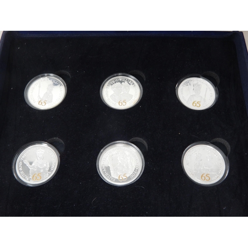 72 - Westminster Mint Set of 6 Isle of Man Crowns Commemorating  the 65th year of the reign of QEII in fi... 