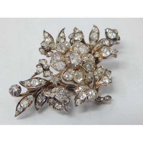 183 - 19th Century Diamond Brooch Set with 92 Old Cut Diamonds Estimated @ 4.0cts: Measuring 5cm x 3cm: Gr... 