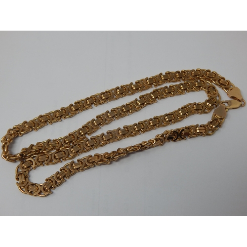 186 - Heavy 9ct Gold Fancy Link Necklace with Lobster Clasp: Length 57cm (22 1/2