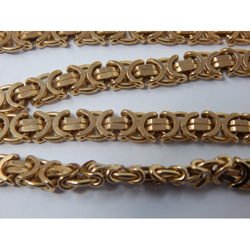 186 - Heavy 9ct Gold Fancy Link Necklace with Lobster Clasp: Length 57cm (22 1/2