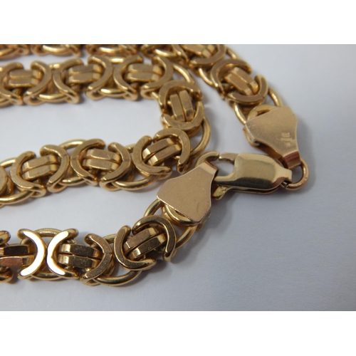 186 - Heavy 9ct Gold Fancy Link Necklace with Lobster Clasp: Length 57cm (22 1/2