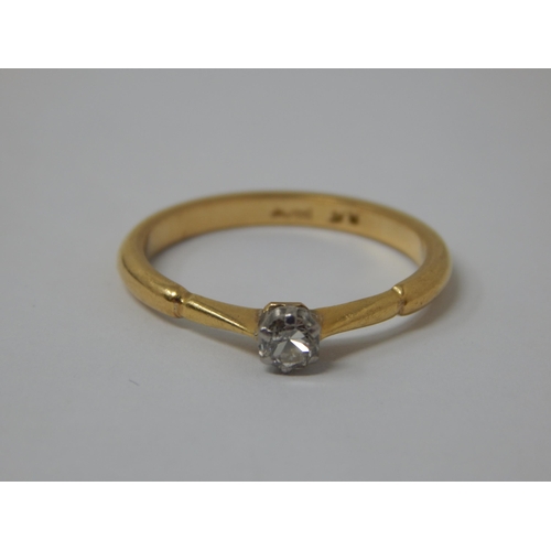 188 - 18ct Gold Diamond Solitaire Ring: Size P/Q: Weight 3.25g in Antique Ring Box.