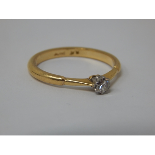 188 - 18ct Gold Diamond Solitaire Ring: Size P/Q: Weight 3.25g in Antique Ring Box.