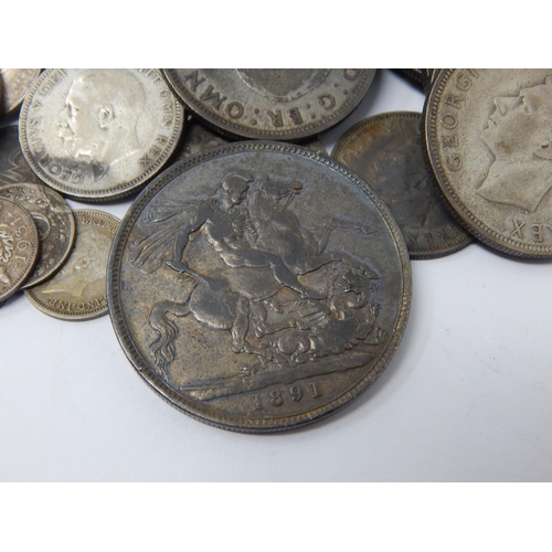 71 - QV Silver Crown 1891 together with a quantity of pre-1947 silver coinage: Weight 290g